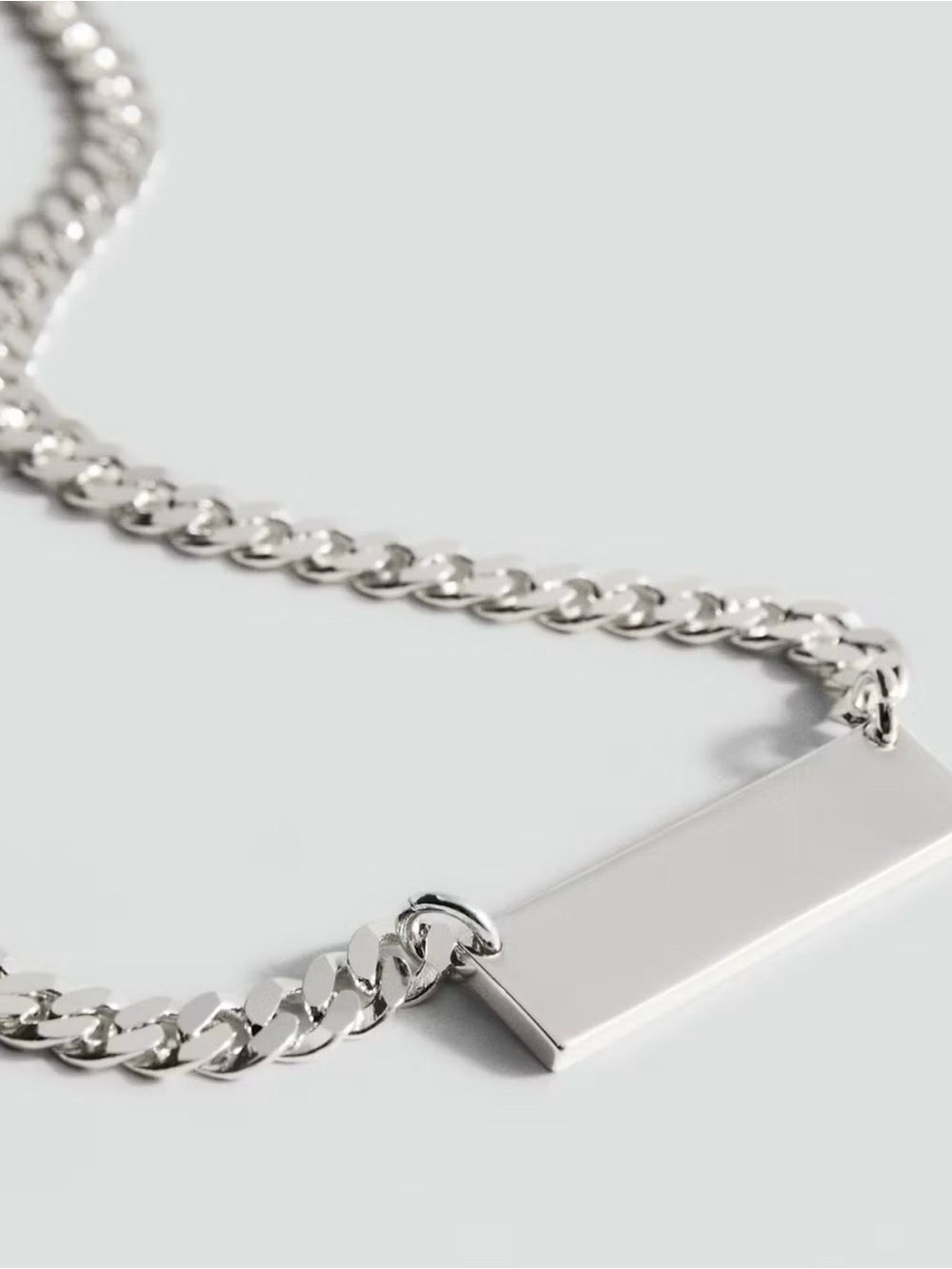 Mango Silver Chain Necklace with Metal Links and Nameplate BRAND NEW - Picture 2 of 2